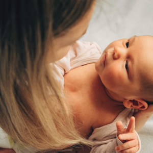 Mum holding baby