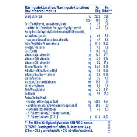 Nestlé NAN PRO 3, pulver mjölkdryck för barn i 800g burk nutr